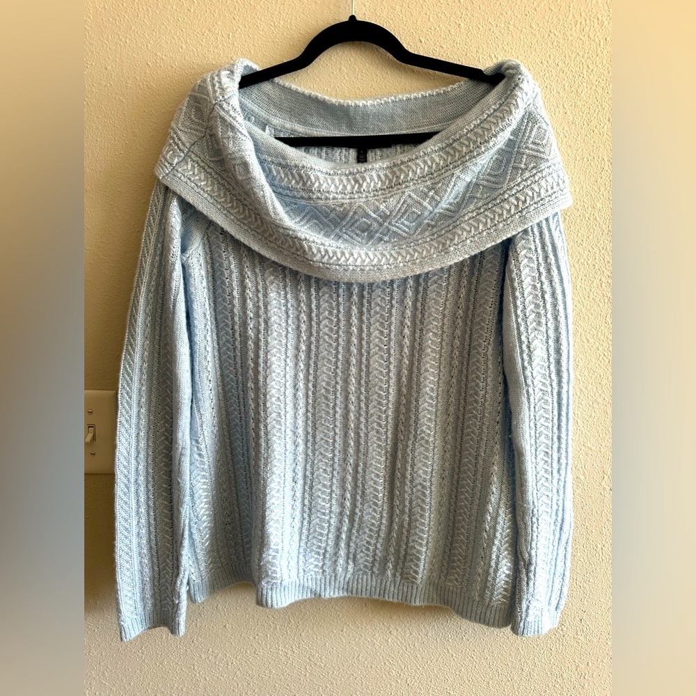 White House Black Market (WHBM) powder blue knit sweater size large